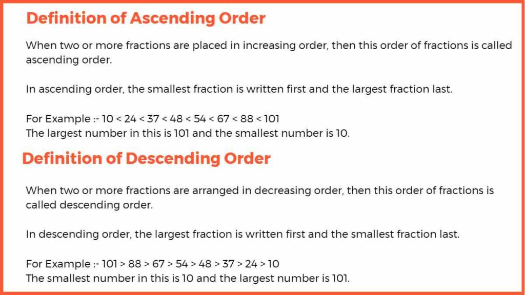 Ascending Order and Descending Order
